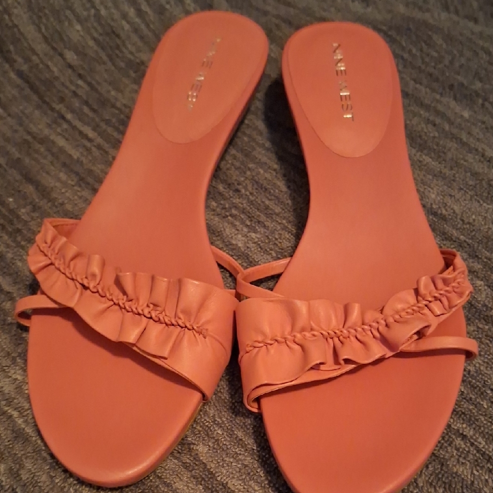 Nine West Ruffled Sandals -‎ Coral